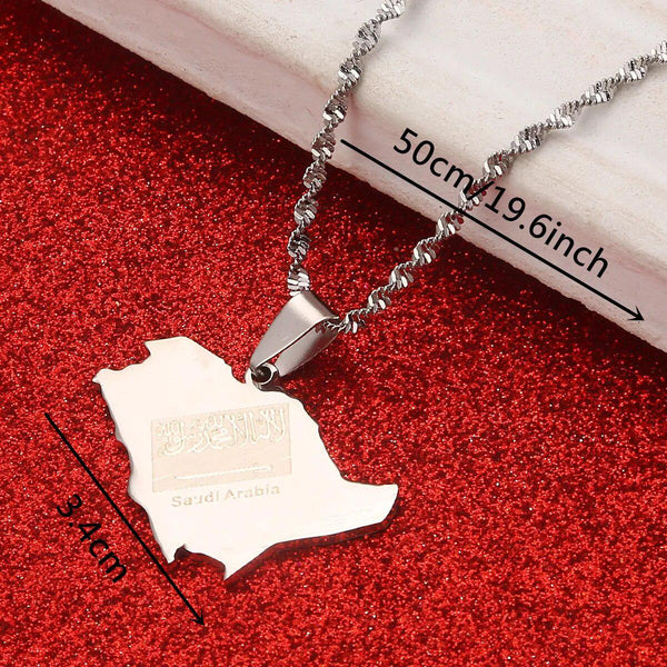 Saudi Arabia Flag Map Necklace