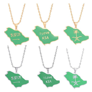 Saudi Arabia Flag Map Necklace