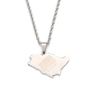 Saudi Arabia Flag Map Necklace