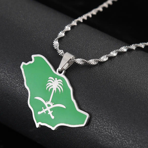 Saudi Arabia Flag Map Necklace