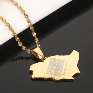 Saudi Arabia Flag Map Necklace