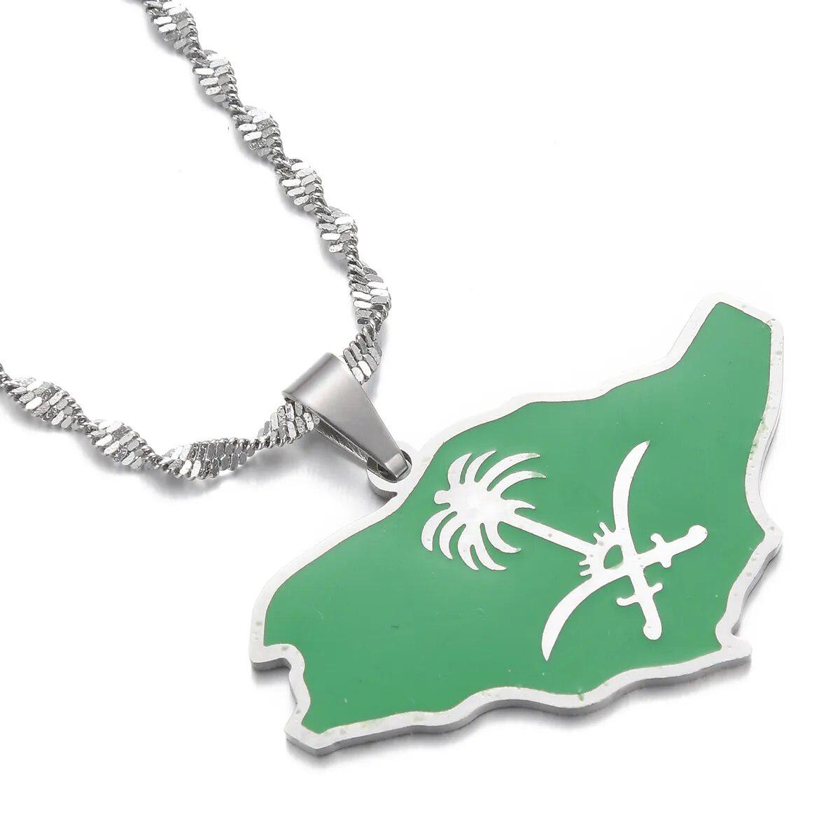 Saudi Arabia Flag Map Necklace