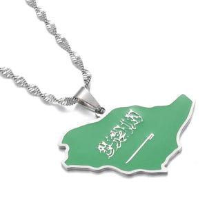 Saudi Arabia Flag Map Necklace