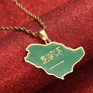 Saudi Arabia Flag Map Necklace Collection