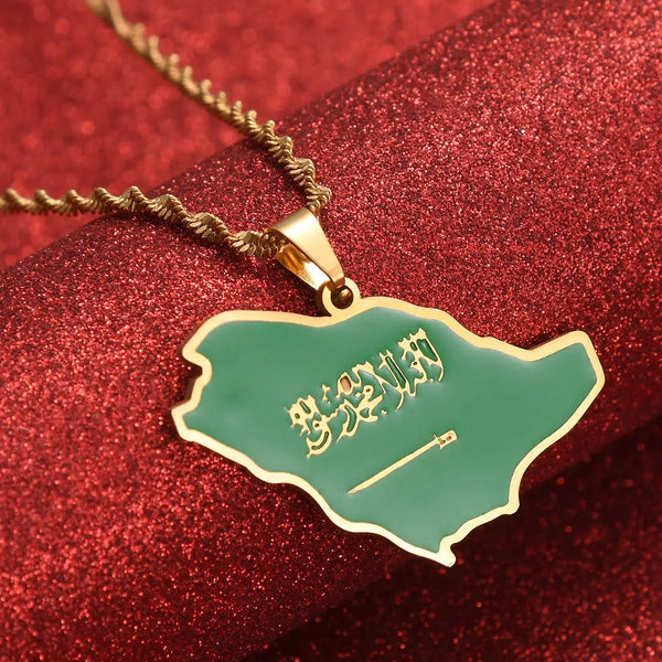 Saudi Arabia Flag Map Necklace Collection