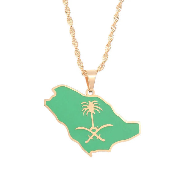 Saudi Arabia Flag Map Necklace Collection