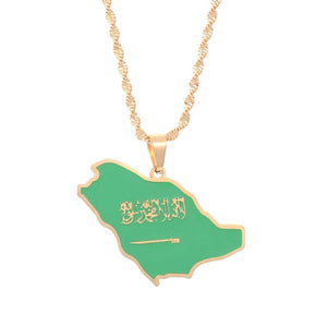 Saudi Arabia Flag Map Necklace Collection