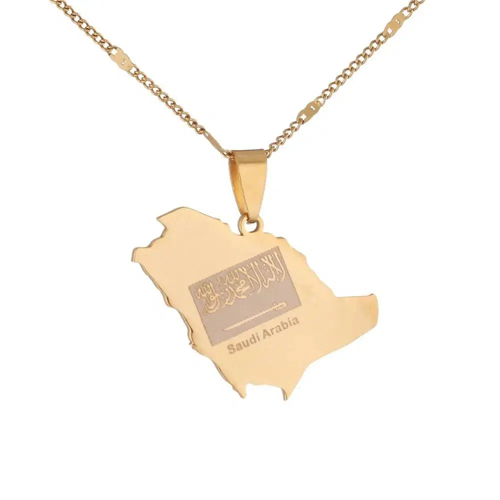 Saudi Arabia Flag Map Necklace