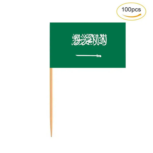 Saudi Arabia Flag Toothpicks - Cupcake Toppers (100Pcs)