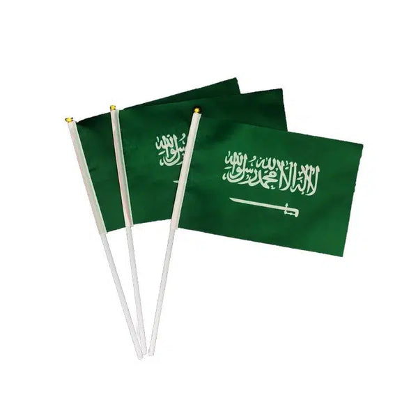 Saudi Arabia Flag on Stick - Small Handheld Flag (50/100Pcs)