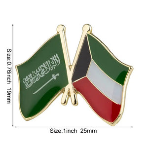 Saudi Arabia Kuwait Flag Lapel Pin - Enamel Pin Flag