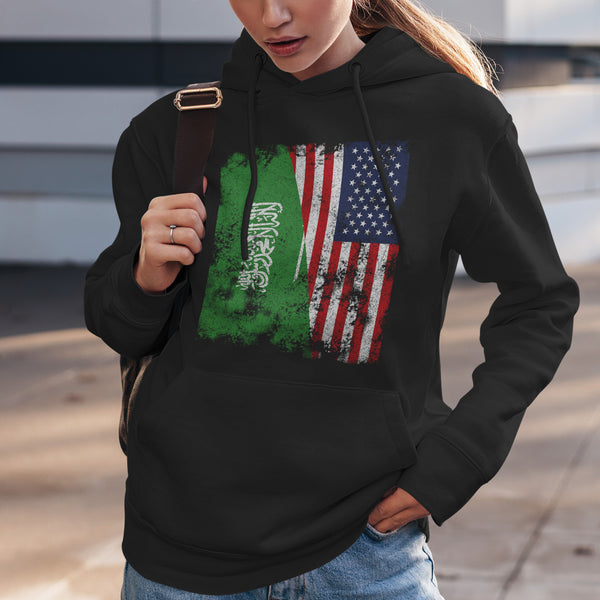 Saudi Arabia USA Flag - Half American Hoodie