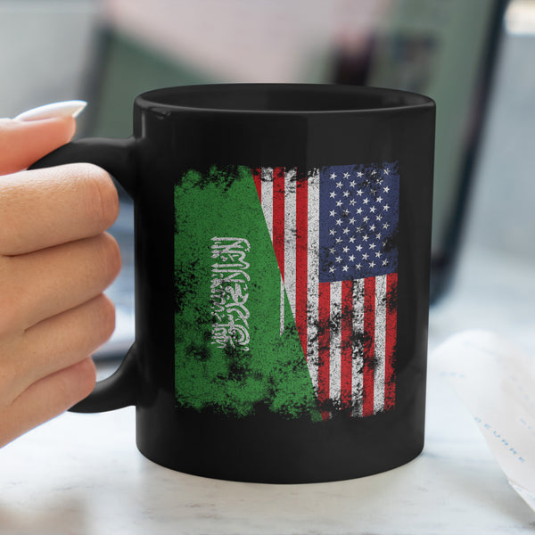 Saudi Arabia USA Flag - Half American Mug