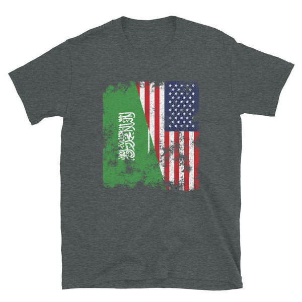 Saudi Arabia USA Flag - Half American T-Shirt