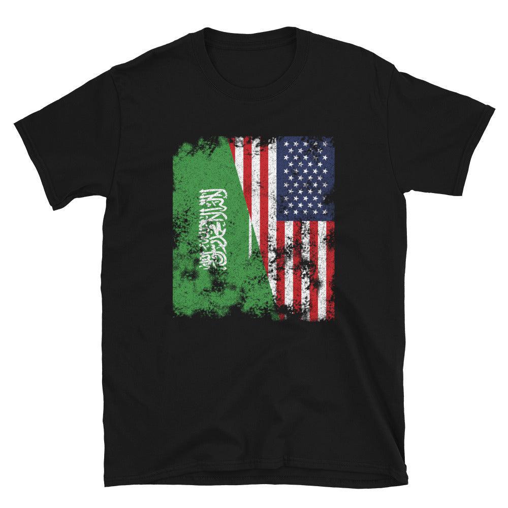 Saudi Arabia USA Flag - Half American T-Shirt