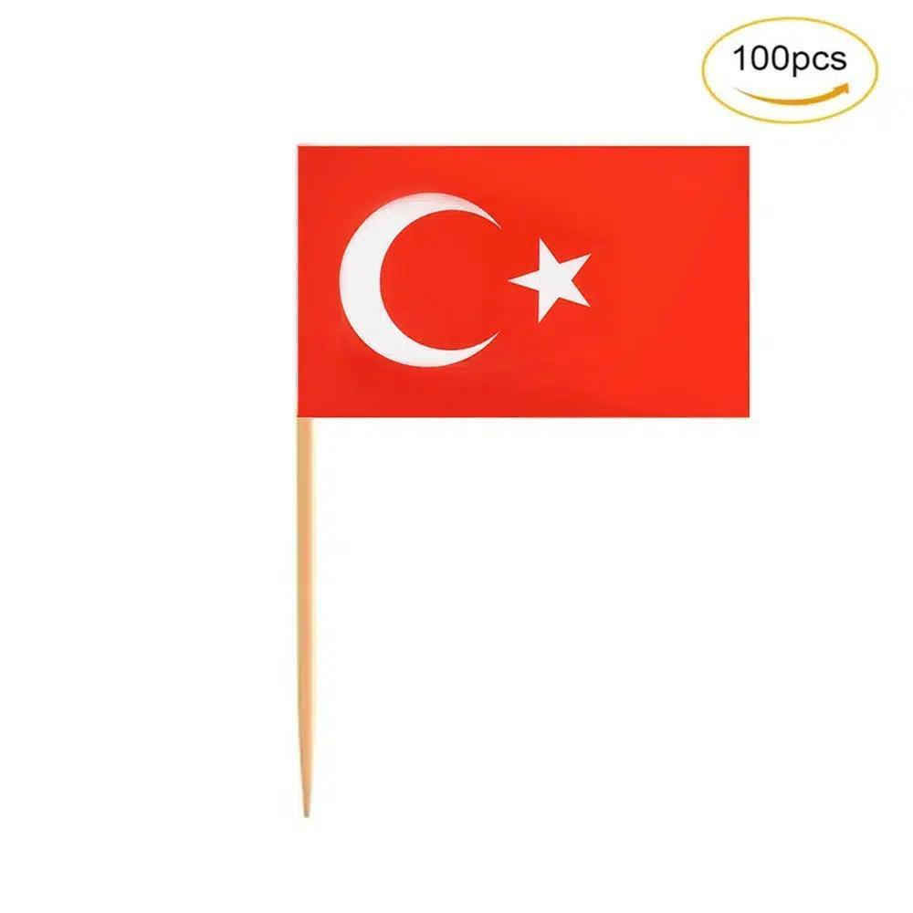 Turkey Flag Toothpicks - Cupcake Toppers (100Pcs) - Flag Nation