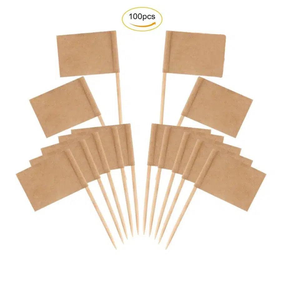 Blank Paper Flag Toothpicks - Cupcake Toppers (100Pcs) - Flag Nation
