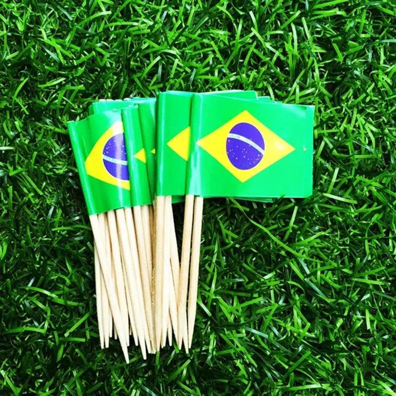 Brazil Flag Toothpicks - Cupcake Toppers (100Pcs) - Flag Nation