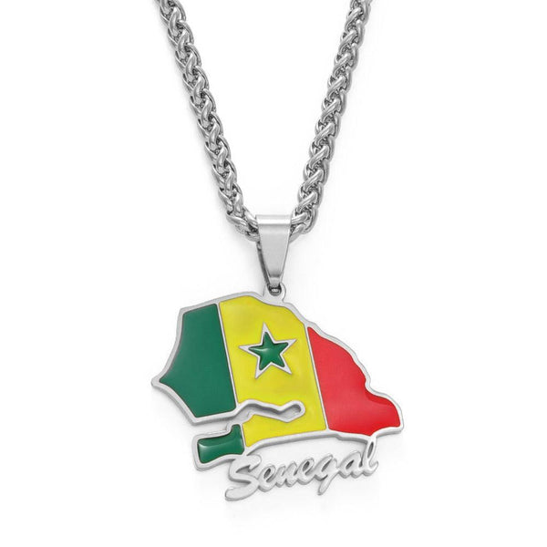 Senegal Flag Map Necklace