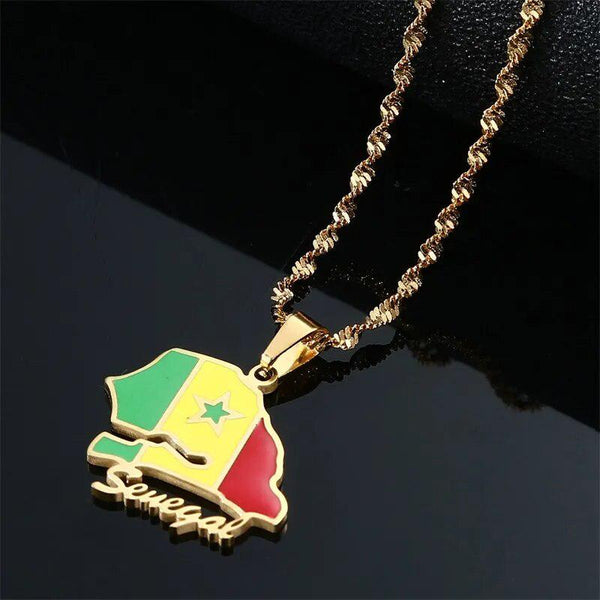 Senegal Flag Map Necklace