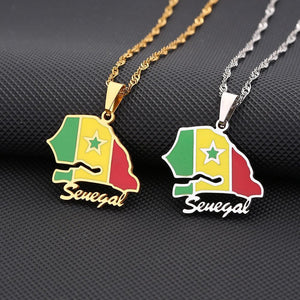 Senegal Flag Map Necklace