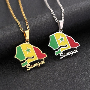 Senegal Flag Map Necklace