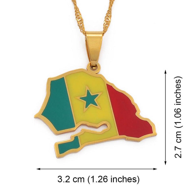 Senegal Flag Map Necklace