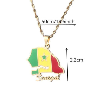 Senegal Flag Map Necklace