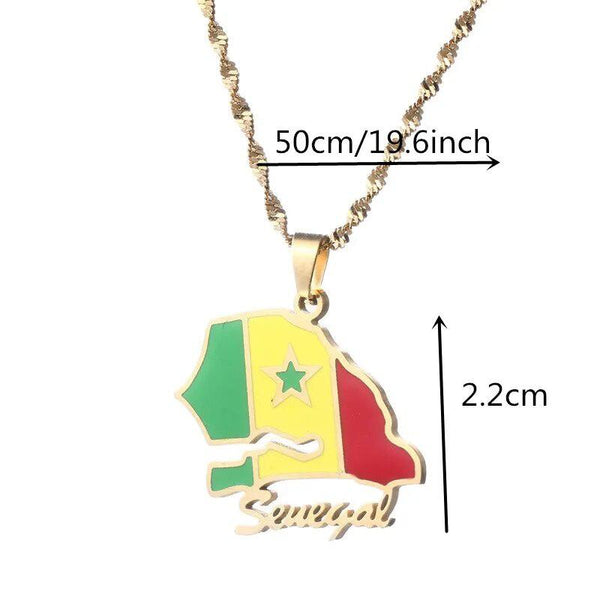 Senegal Flag Map Necklace