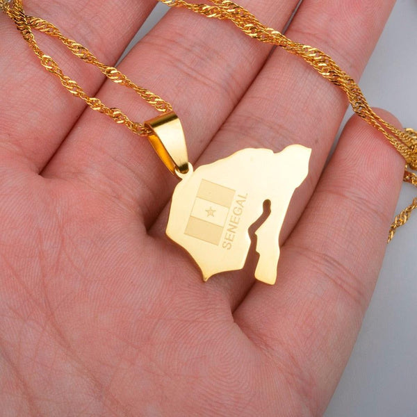 Senegal Flag Map Necklace