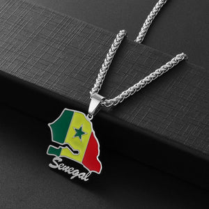 Senegal Flag Map Necklace