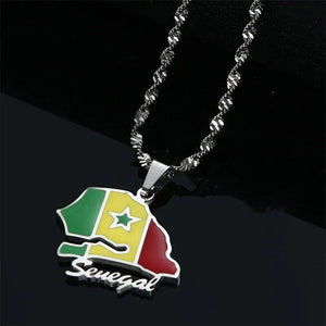 Senegal Flag Map Necklace