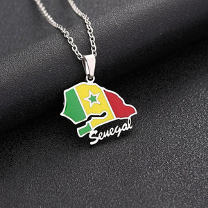 Senegal Flag Map Necklace