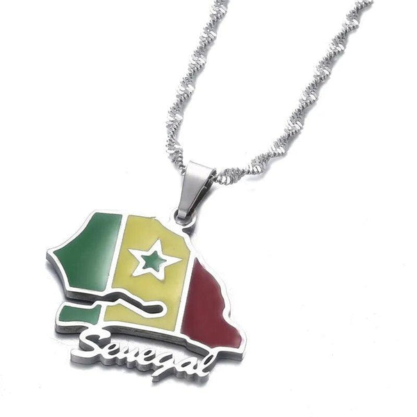 Senegal Flag Map Necklace