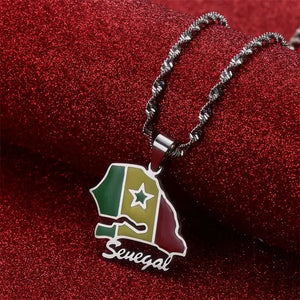 Senegal Flag Map Necklace