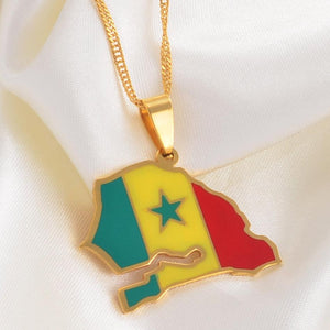 Senegal Flag Map Necklace