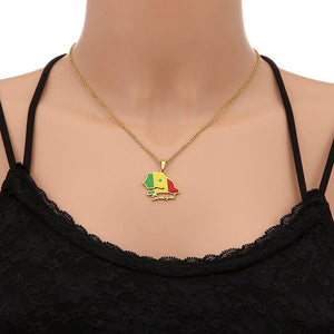 Senegal Flag Map Necklace