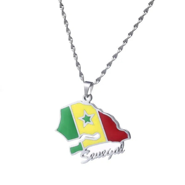 Senegal Flag Map Necklace