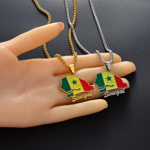 Senegal Flag Map Necklace