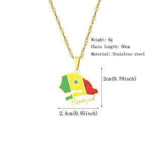 Senegal Flag Map Necklace