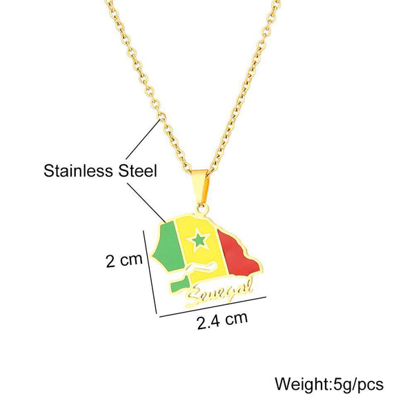 Senegal Flag Map Necklace