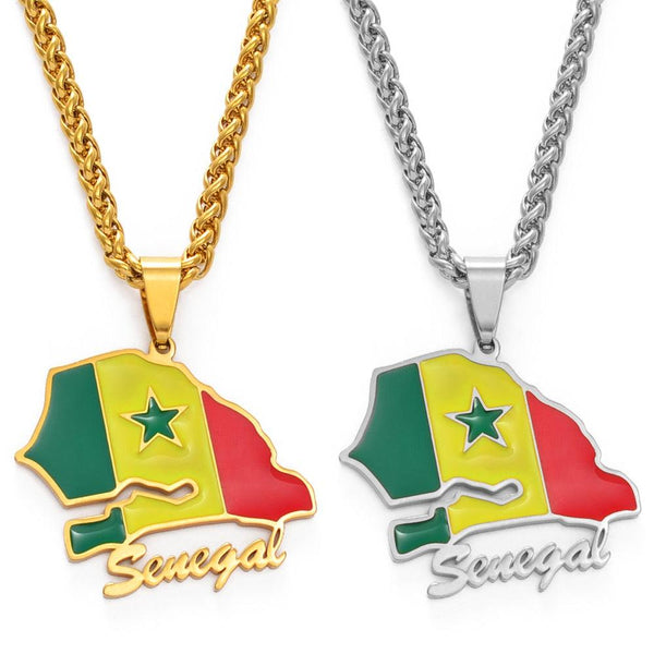 Senegal Flag Map Necklace