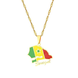 Senegal Flag Map Necklace