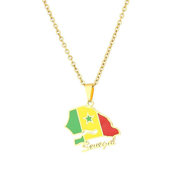 Senegal Flag Map Necklace