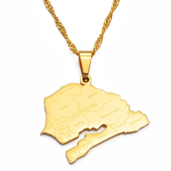 Senegal Map Necklace