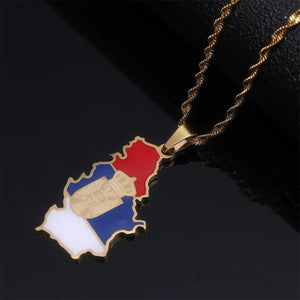 Serbia Flag Map Necklace