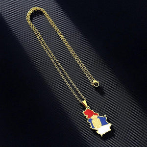 Serbia Flag Map Necklace