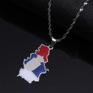 Serbia Flag Map Necklace