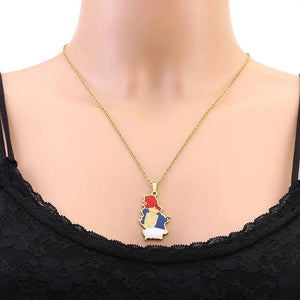 Serbia Flag Map Necklace