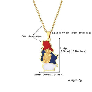 Serbia Flag Map Necklace